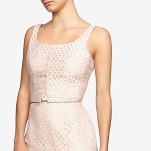 INTERMIX Pale Pink Embroidered Lace Crop Top